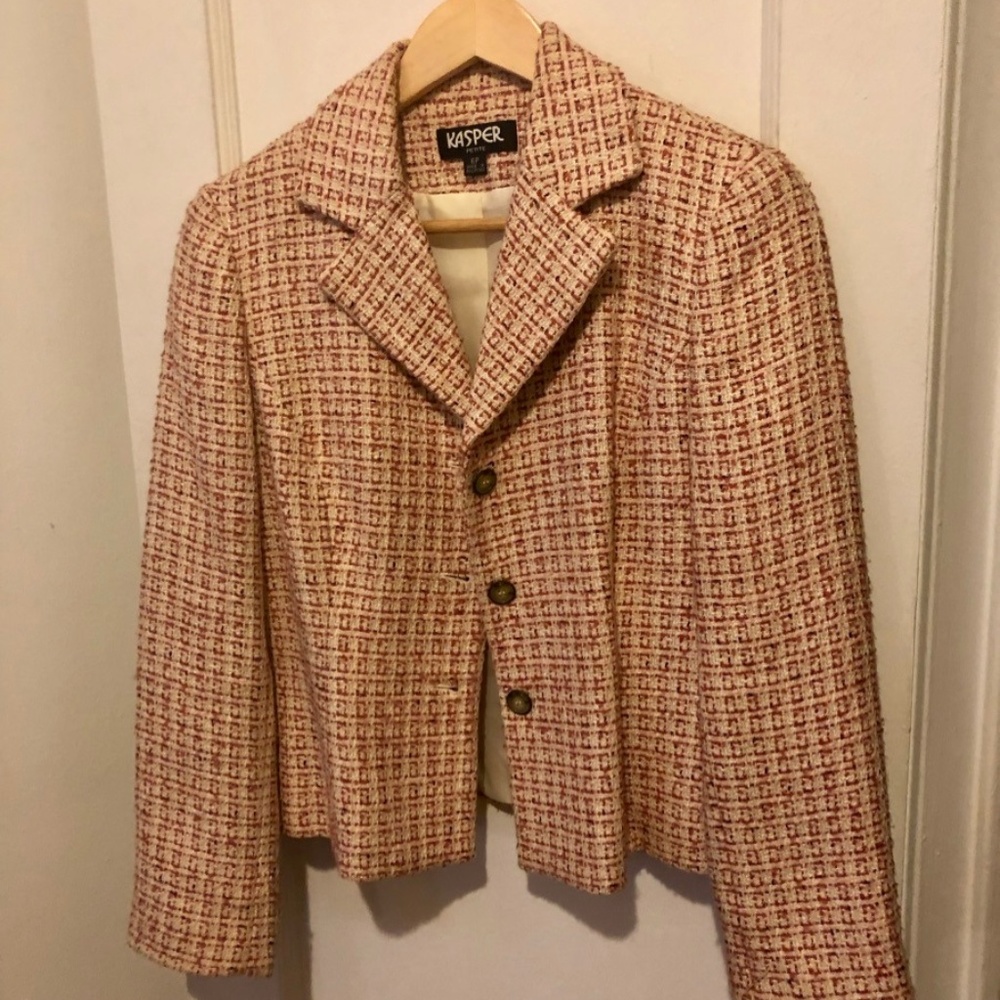 Kasper Single Breasted Tweed Blazer